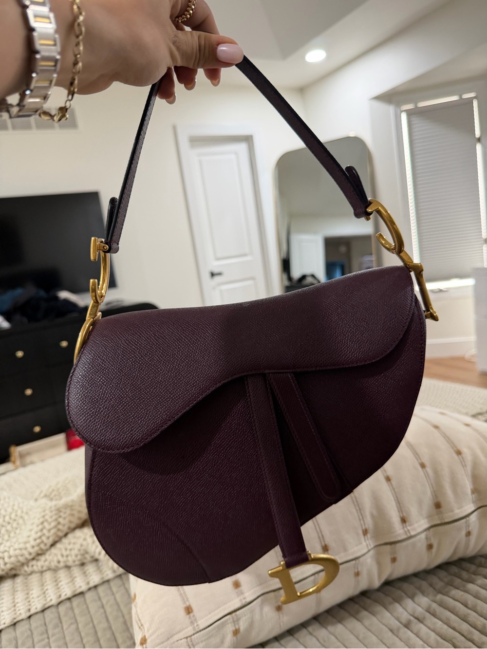 Dior Plum Saddle Crossbody Bag with Gold Hardware - Picture 8 of 8
